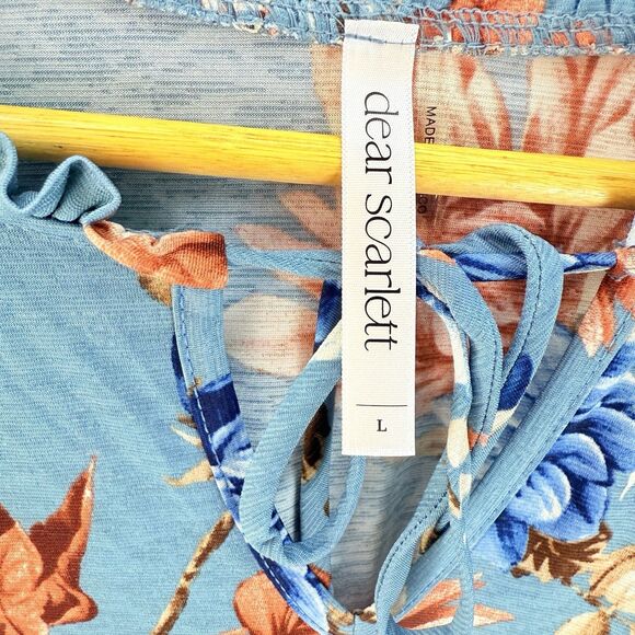 NEW DEAR SCARLETT Women's L Lizzy Long Sleeve Floral V-Neck Blouse - Picture 11 of 12